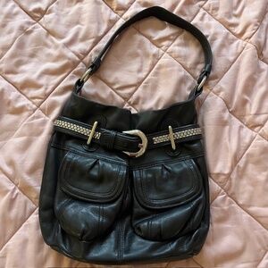 Vintage B. Makowsky Black Leather Buckle Hardback Excellent Condition